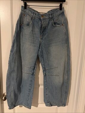 Free People Light Blue Wide-Leg Flare Jeans
